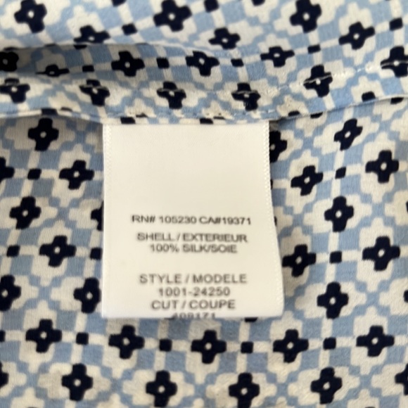 Joie silk shell in soft delicate print navy, white & light blue - Picture 7 of 7